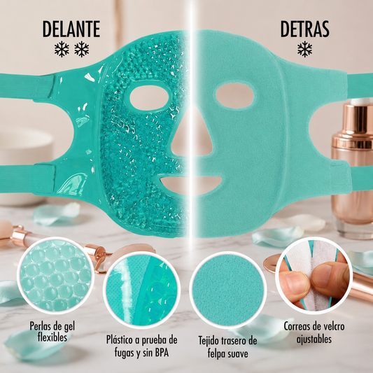 Máscara de refrigeración cara,Tu dosis diaria de frescura en solo minutos: cierra los poros y reactiva la circulación para una piel radiante.